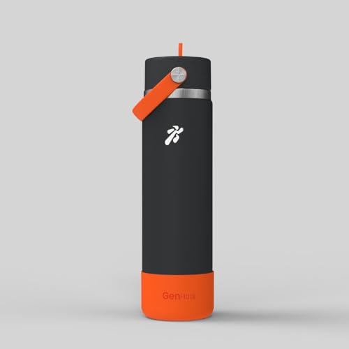 Image of VBOTT GENFLASK-Ozil -800 ml|Thermosteel Flask with Straw Sipper & Carrying Loop| SS 304 Water Bottle|Hot /Cold-18 /24 hrs|Insulated Bottles|Dark Grey /Orange Colour|Multipurpose
