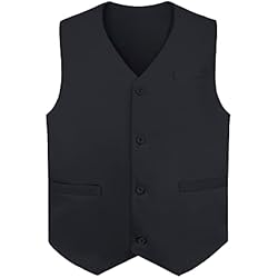 Uniformes Camareros Elegantes TopTie Chaleco de Traje con botones unisex, Uniforme de Camarero para Supermercado Empleado y Voluntario