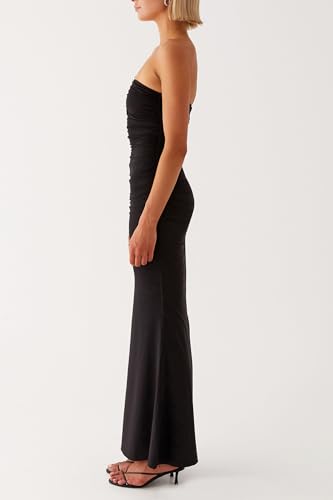 Image of Cut Out Maxi Tube Dresses for Women Sexy Y2k Strapless Backless Bodycon Long Dress Summer Sleeveless Hollow Sundress