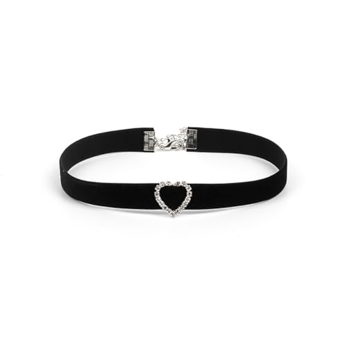 Clataly Collar de cuello de cristal de terciopelo negro collar de estrangulamiento gótico joyas ajustables para mujeres y niñas (Amor)