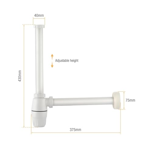 Image of ELONA ABS Bottle Trap for Washbasins | Matte Finish Bottle Trap with Wall Flange and 12 Inches Pipe