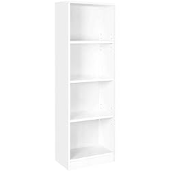 Estanterias Altas Blancas VASAGLE Biblioteca, Librería de 4 Niveles, Estantería Infantil, Estantería de Pie, para Salón, Estudio, Oficina, 40 x 24 x 121,5 cm, Blanco LBC104W