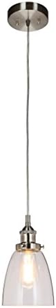 Pendant Light 1 Light Mini Pendant Light with Glass, Modern Hanging Ceiling Light Fitting Brushed Nickel for Loft, Bar and Kitchen XB-P160