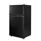 Tehanld Double Door Refrigerator with Freezer, 3.55 Cu.Ft, Small Fridge with Freezer, 7 Settings Temperature Adjustable, Mini Refrigerator for Office and Apartment Bedroom Dorm(3.55 Cu.Ft, Black)