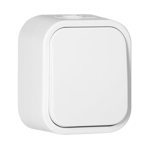 MIRATIC Interrupteur Simple Etanche IP54 Interrupteur Poussoir Saillie Robuste pour Eclairage Interrupteur Mural Exterieur pour Commande d'éclairage Bouton Eclairage Exterieur (blanc)