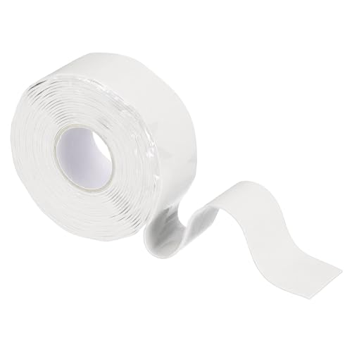 Image of uxcell Self Fusing Silicone Tape, 1 inch x 10ft Waterproof Water Leak Sealing Tape for Plumbing Pipe Hose Repair Handles, White (0.5mm Thick)