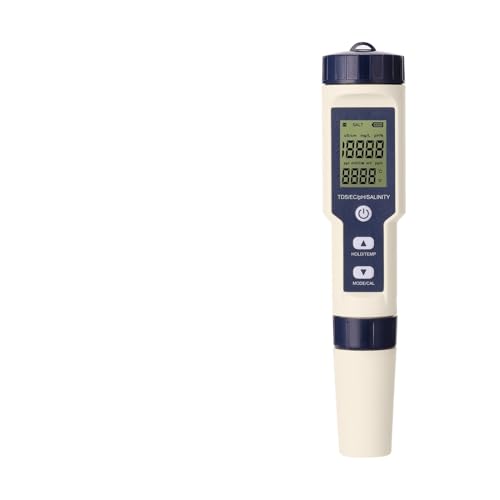 TRPLFGHZ Analizador Digital de Agua, Detector de Calidad del Agua Digital 5 en 1 Medidor Prueba PH/EC/TDS/salinidad/Temperatura Monitor multifunción