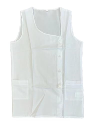 Victory KAIXUAN – DELANTAL CHALECO – DELANTAL LIMPIEZA SEÑORA BICOLOR – UNIFORME DE SERVICIO DOMÉSTICO Y LIMPIEZA SANIDAD MÉDICO HOSTELERÍA – SERIE 630 (Blanco  2, L)