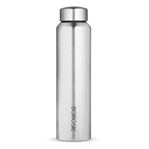 Image of Borosil Hydra Aquaslim Stainless Steel 1000 ml Water Bottle | Single Wall, Leakproof, BPA Free| Bottle for Office, School, College & Gym | Silver
