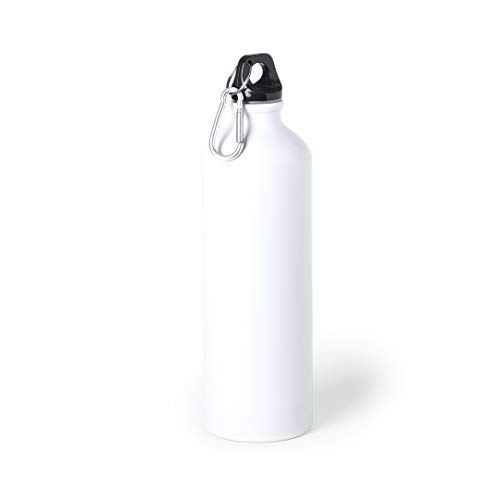 eBuyGB Metal Water Bottle 800ml Aluminium Leakproof Drinks Bottle Reusable BPA Free Matt Water Bottles with Carabiner Clip
