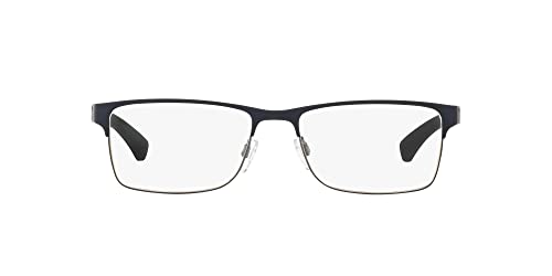 Emporio Armani Men's EA1052 Rectangular Sunglasses, Rubber Blue and Gunmetal/Demo Lens, 55 mm