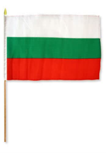 Indoor/Outdoor Flag is Made From 100% Polyester 12x18 12"x18" Bulgaria Stick Flag wood staff