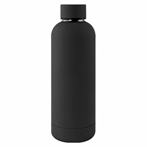 Botella térmica agua acero inoxidable personalizada láser | Sin BPA | Mantiene 24H Frio / 12H Calor | Isotérmica y Hermética - Doble Pared al Vacío a Prueba de Fugas (500ml, Negra Mate)