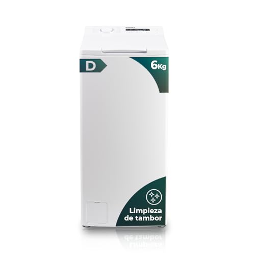 Svan Lavadora 6Kg Carga Superior Blanco SLCS6200D. 2100W, 1200rpm, 15 Programas, Función Stop&Go, Clase de Eficiencia Energética D