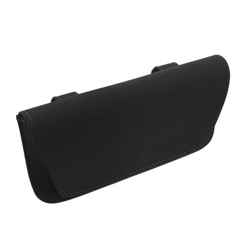 Porta Occhiali Auto Pelle Sintetica con Clip per Visiera Supporto Multifunzionale per da Sole e Biglietti Organizer per Veicoli Neri