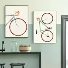 MAIMANG Minimalistisches Fahrrad-Wandbild-Poster, Fahrrad-Leinwandbild, moderne Bilder für die Wohnzimmerdekoration, Fahrradliebhaber (70 x 100 cm x 2/Innenrahmen)