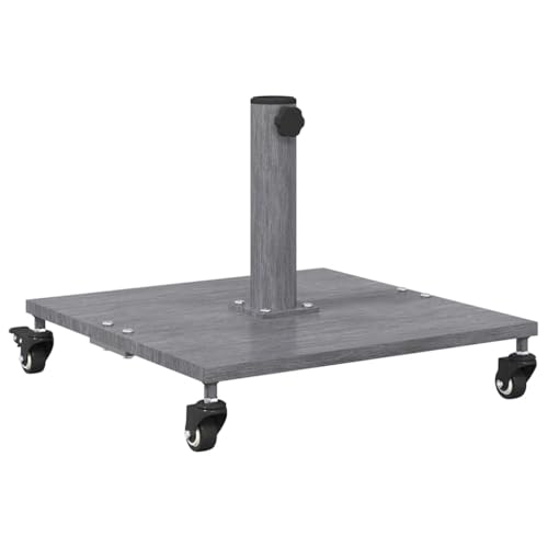 vidaXL Sonnenschirmständer mit Rollen, dunkelgraue Holzoptik, quadratisch, pulverbeschichtet, 45 x 31 cm, rollbar, UV-beständig, ideal für Garten und Terrasse, moderner Stil, Halter für Schatten