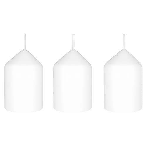 Mega Candles 3 pcs Unscented White Dome Top Round Pillar Candle, Economical One Time Use Event Wax Candles 2 Inch x 3 Inch, Wedding Receptions, Birthdays, Parties, Celebrations, Florists & Churches
