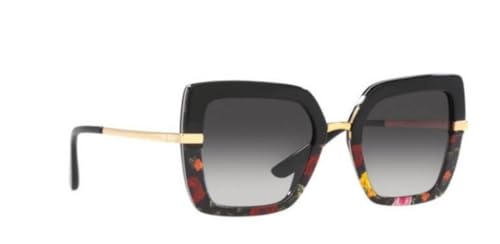 Dolce & Gabbana DG4373-34008G Sunglasses Black ON Winter Flowers Print w/Grey Gradient Black 52mm2