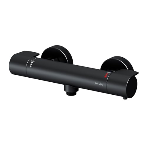 AM.PM X-Joy FXA40022 – Mitigeur Douche Thermostatique Noir Mat, Robinet Salle de Bain avec Réglage Température et Débit à 38 °C
