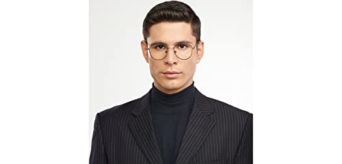 Image of VINCENT CHASE EYEWEAR Unisex Zero Power Bluecut & Antiglare Computer Eyeglasses For Eye Protection And Strain | Stainless Steel | Full Rim Round | Medium | Vc E13784