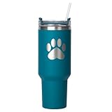 Vaso de acero inoxidable aislado al vacío de 40 onzas con tapa de asa, popote para agua, café, té