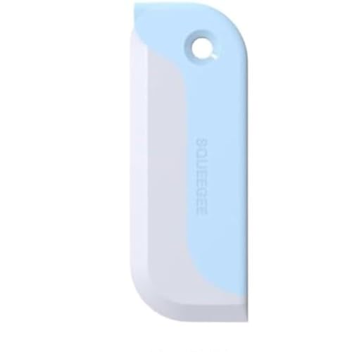 FUANA Grattoir en silicone pour salle de bain et cuisine, 16 x 6 cm, bleu, facile à nettoyer, poignée ergonomique, pour un design compact et des espaces restreints