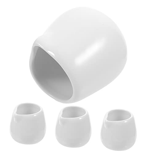 ULTECHNOVO 4 Piezas Mini Jarritas de Cerámica Blanca sin Asa para Salsa Leche y Café Dispensador Resistente para Restaurantes y Uso Doméstico