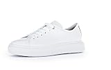 Gabor Damen Low-Top Sneaker, Frauen Halbschuhe,Wechselfußbett,Komfortable Mehrweite (H),Halbschuhe,straßenschuhe,Weiss/Gold,39 EU / 6 UK