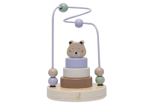 Jollein Aktivitätsspirale aus Holz - Cheetah - Motorikschleife - Stapelturm - Ab 1 Jahr - 4 Teilen, 6 Perlen - 100% FSC Zertifiziert - Gepard