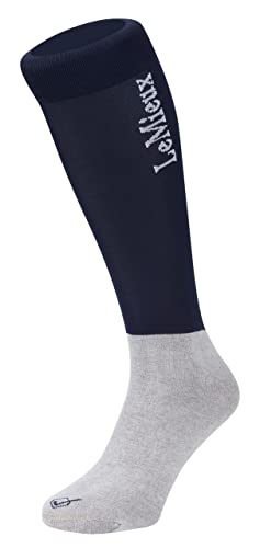 LeMieux My Competition Horse Riding Socks in Navy with Closely Woven Foot, Topside Seam and Micro Weight Stretch - Twin Pack - Large