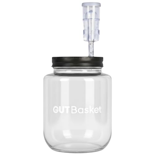 Image of Gutbasket Glass Fermentation Jar 1 Litre with Airlock Lid | Glass Fermenter for Kanji, Pickles, Kombucha, Sauerkraut and Kimchi