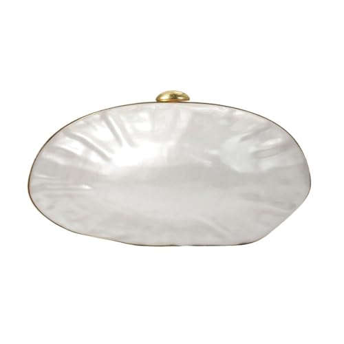 Image of RomanticDesign Women Shell Shape Acrylic Clutch Shiny Marble Purse Wedding Prom Party Evening Handbag