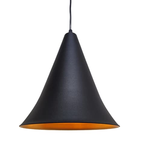 Rsylight Retro Metal Sarkıt Avize Rustik Tekli Sarkıt Siyah İçi Sarı Cafe Mutfak Aydınlatma Siyah RT8010290