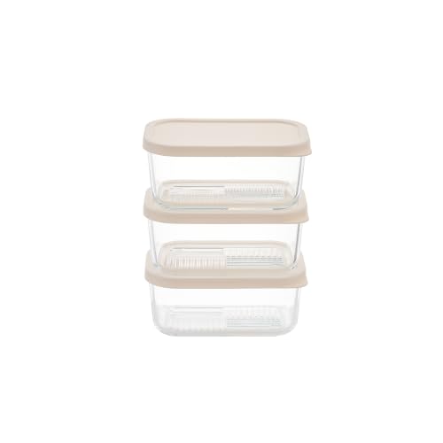 Glass Food Storage Containers with Lids — 6 Piece — 24.4 oz Glass with BPA-Free Leak Resistant Stackable Lids — Microwave, Oven & Dishwasher Safe — Ideal for Meal Prep & More - Vanilla Mist