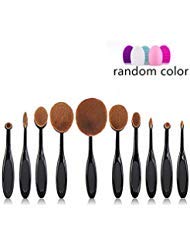 Angel Cosmetic 10 Pcs Oval Brushes Foudation Oval Brush Soft Pro Oval Makeup Brushes With Random Color Washing Egg