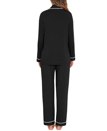 Image of Women's Pajama Sets Long Sleeve Sleepwear Button Up Shirt With Pajama Pants Soft Pjs Lounge Sets