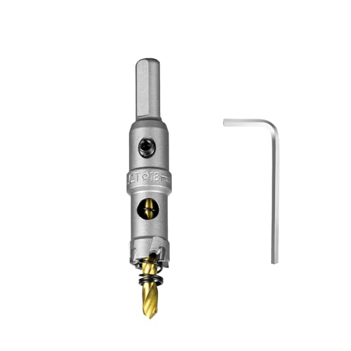 Image of SALI 11 /16 inch (18mm) TCT Hole Saw Kit Tungsten Carbide Tipped Hole Saw Drill Bit with Titanium-Plated Pilot Drill bit for Metal, Stainless Steel, Iron, Wood, Plastic