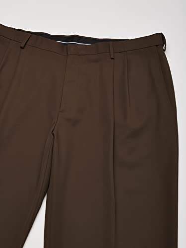Haggar Mens Mynx Gabardine Hidden Expandable Waistband Classic Fit Front Pleated Dress Pants, Oak, 38W X 30L Us #TOP3