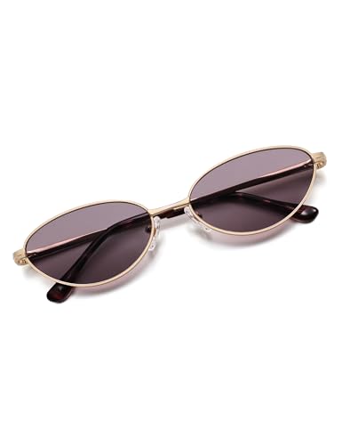 Retro Oval Cat Eye Sunglasses for Women, Vintage Metal Frame with Spring Hinge, Trendy Fashion Glasses AP3730