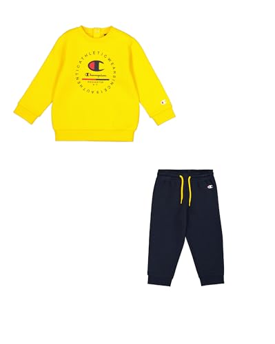 Champion Legacy Graphic Shop TD (306847)   Ultra light Soft Compact Powerblend Fleece Crewneck, traje Niños, Limone/Blu Marino (LMN/NNY),