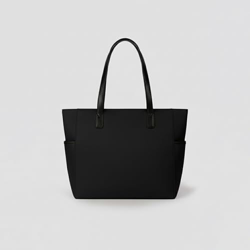 Image of Accessorize London Women's Black Kimberly Nylon Zippered Tote | water-resistant Shoulder Bag | Stylish Casual & Travel Handbag