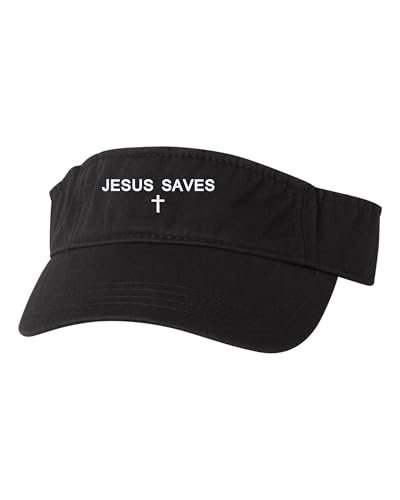 Go All Out One Size Black Visor Jesus Saves Embroidered Visor Dad Hat