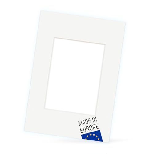 PHOTOLINI Passepartout 30x40 aussen für 20x30 innen, säurefrei 1,5 mm Passepartout Karton Reinweiß, alterungsbeständige Schrägschnitt - Passepartouts, Präsentation & Schutz von Bildern und Fotos