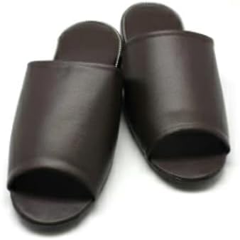 [ZAHADA] ビニールスリッパ PVCスリッパ レザー調 前開きタイプ 厚底 Lサイズ 26.5cm 抗菌防臭加工 業務用 10