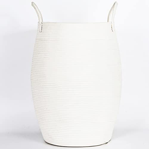Organize Your Laundry with a White Woven Laundry Basket