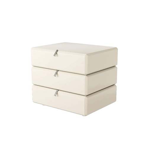 Mesillas de Noche Dormitorio Archivador con tres cajones, mesita de noche en color blanco/negro/gris, mueble de almacenamiento de madera maciza for sala, dormitorio, estudio, libros, lámparas, etc. Me