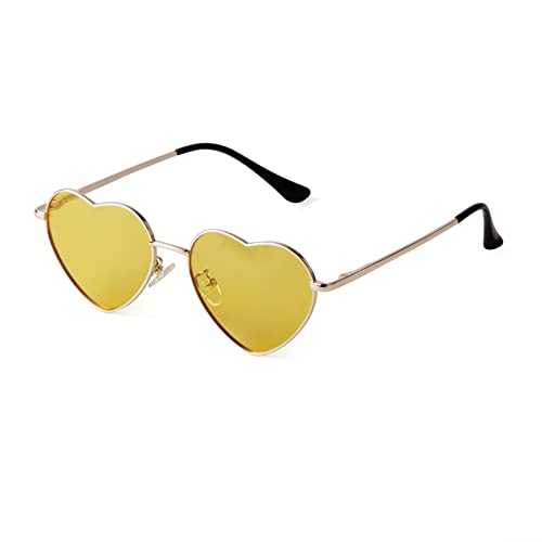 Retro Heart Sunglasses Polarized for Women Men Heart Shaped Glasses Metal Frame Spring Hinge