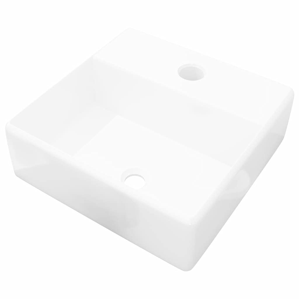 Rantry Lavandino Bagno in Ceramica Bianca Quadrato con Foro Rubinetto, Lavandino Piccolo Bagno, Tappo Lavandino Bagno, Lavandini, Filtro Lavandino Bagno, Tappi Scarico Lavandino Bagno Decorazione
