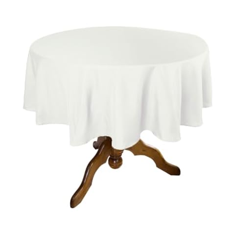 GOODSUN Plastic Tablecloths for Round Tables, 12 Pack – Heavy Duty Party Table Cloths Disposable, Round Table Covers, 84" RD, Color-White Cover